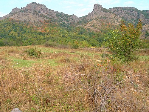 Typical habitat of Hyles euphorbiae euphorbiae, Madzharovo, Bulgaria. Photo: © Tony Pittaway.