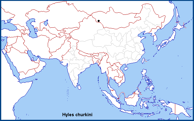 Global distribution of Hyles churkini. Map: © NHMUK.