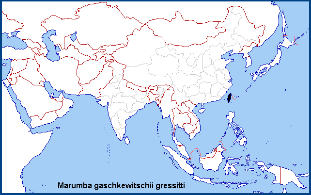 Global distribution of Marumba gaschkewitschii gressitti. Map: © NHMUK.