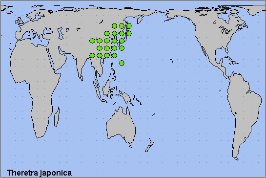 Global distribution of Theretra japonica. Map: © NHMUK.