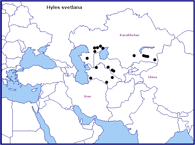 Distribution of Hyles svetlana.